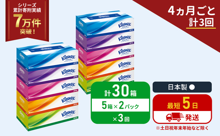 定期便 ティッシュ クリネックス ティシュー 5箱入×2パック《4ヶ月ごと計3回》 ティッシュペーパー セット 柔らかい 節約 日用品 日用雑貨 備蓄 備蓄用 防災 災害 ボックスティッシュ テッシュ ペーパー ローリングストック 宮城 岩沼市