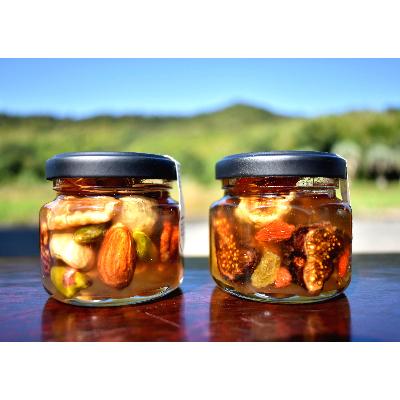 ふるさと納税 すさみ町 ナッツ・ドライフルーツの蜂蜜漬　峠プレミアム小瓶2種セット【萌(MOE)】【映(HAYU)】 |  | 01