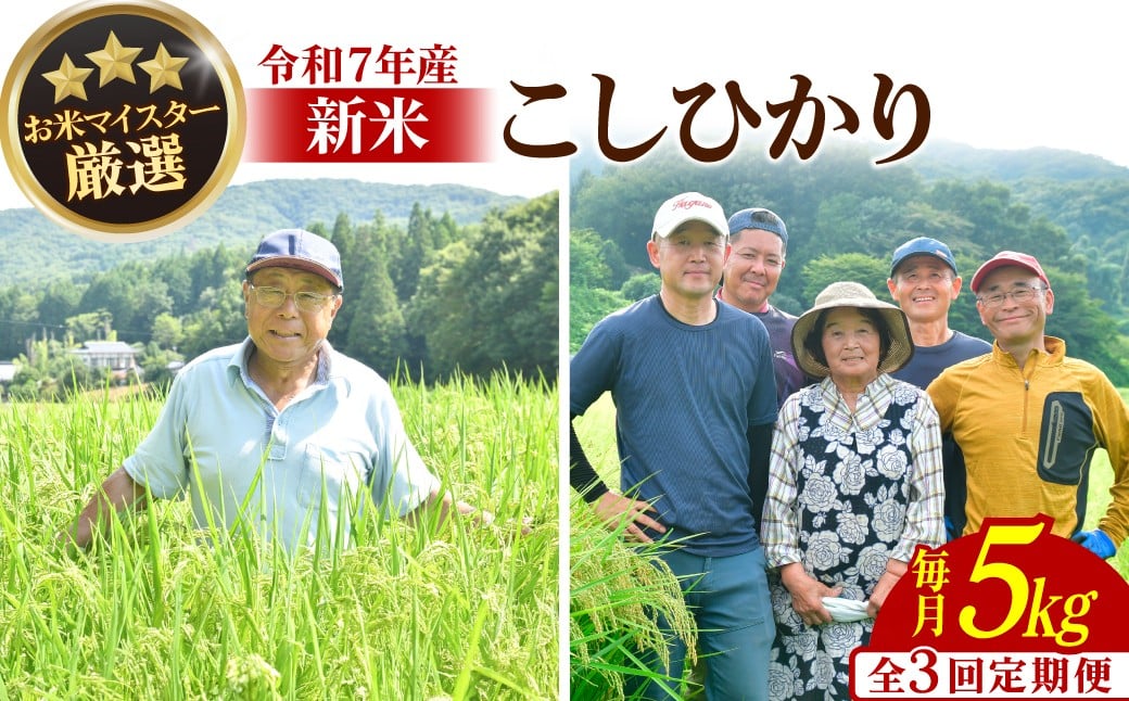 
            ＜定期便3回＞お米マイスター厳選! 茂木百騎米 精米 5㎏（5㎏×1袋）令和7年産 | コシヒカリ こしひかり おこめ 新米 令和7年産 ライスパーラーかわかみ 栃木県 茂木町
          