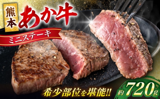 【令和8年熊本地震復興支援】熊本 あか牛 ミニステーキ 約720g（5～6枚） / 熊本 あか牛 あかうし 赤牛 ステーキ ヘルシー 国産 冷凍 希少部位【合同会社 たべたせいか】 [AYCB062]