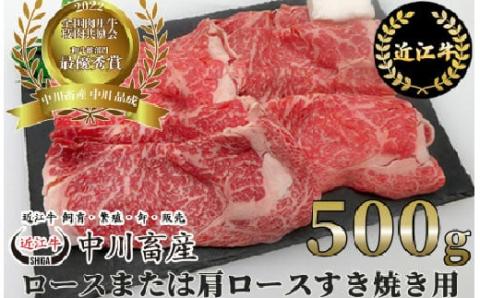 全国肉用牛枝肉共励会最優秀賞受賞 中川牧場の近江牛ロースまたは肩ロースすき焼き用５００ｇ[??島屋選定品］　C-E09　（株）??島屋洛西店