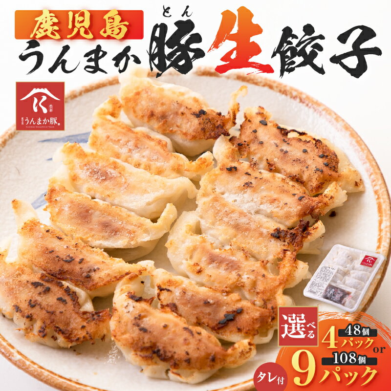 【ふるさと納税】＜選べる＞ 鹿児島 うんまか豚生餃子 タレ付 48個 or 108個 餃子 ぎょうざ 豚 豚肉 うんまか豚 野菜 国内産 生姜 ネギ 焼き餃子 水餃子 ジューシー 美味しい 冷凍 にんにく にら 不使用 寺師 鹿児島 鹿児島市 おすすめ ランキング プレゼント ギフト