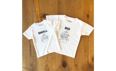 2人兄弟姉妹でおそろい/ハンバーガー SMALL×BIG プリント/ Tシャツ2枚組ギフトセット【出産祝い・誕生日・ギフト・プレゼント】 90cm×100cm