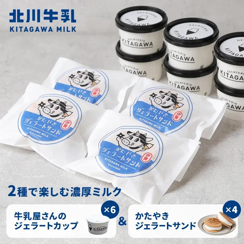 アイス ジェラート 牛乳屋さんのジェラートカップ6個＆かたやきジェラートサンド4個セット【kggn0004A】