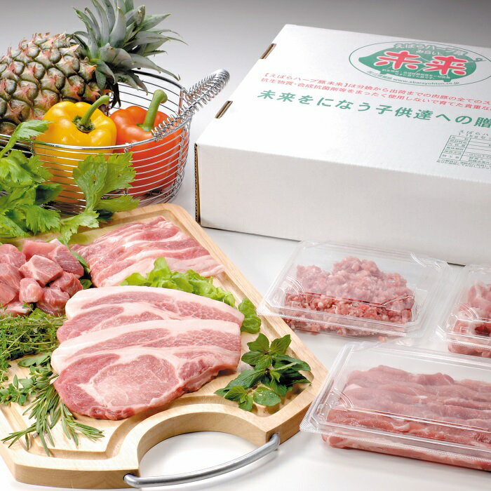 【ふるさと納税】えばらハーブ豚未来　1.1kgセット／セット 豚肉 肉 ハーブ豚 家庭用 BBQ 1.1kg ロース バラ モモ 挽肉切り落とし 江原養豚 JAS認証 柔らかい あっさり 11種類のハーブ 群馬県 高崎市