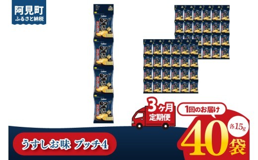 
                  【3ヶ月定期便】カルビー 堅あげポテト うすしお味 プッチ4 60g(15g×4袋)×10個入り｜Calbee お菓子 菓子 おやつ おかし ぽてち ポテチ スナック おつまみ ジャガイモ じゃがいも 小分け 個包装（93-65）
                