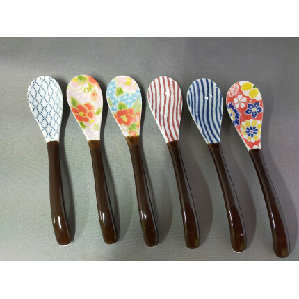 有田焼 ティースプーン 6本セット 化粧箱入り 【松華堂】食器 スプーン デザートスプーン キッチン雑貨 カラフル かわいい 和風 和柄 A14-153