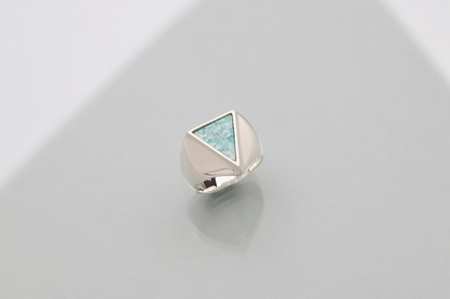 【1点もの】天然石トライアングルシルバーリング19号 ＜IVXLCDM＞ メンズジュエリー アマゾナイト R828-SV