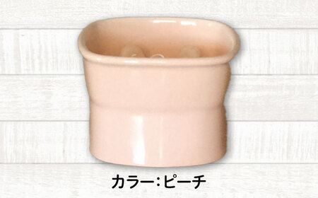 【美濃焼】 陶器製ペット用フードボウル 早食い防止 高台フードボウル 小 ピーチ pet109 瑞浪市 / ながしまプランニングオフィス エサ入れ 餌皿 犬 猫[AZBM012]