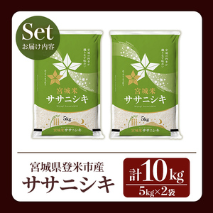 ＜先行予約！2025年10月以降順次発送予定＞≪令和7年産 新米≫ ササニシキ 10kg (5kg×2袋) 登米市産 お米 おこめ 米 コメ ささにしき 白米 ご飯 ごはん おにぎり お弁当 【登米ラ