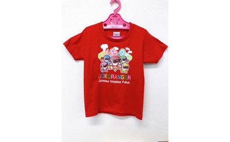 レインボー戦隊　五湖レンジャー　赤色子供用Tシャツ（恐竜王国福井とのコラボ） 130cm