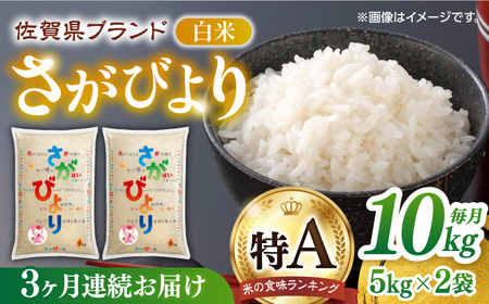 【毎月お届け！】【全3回定期便】さがびより 白米 計30kg（5kg×2袋×3回）/ 佐賀米 精米 コメ おこめ ごはん / 佐賀県 / 株式会社JA食糧さが [41ADAR006]