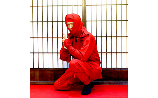 甲賀流忍者衣装 赤 長袖