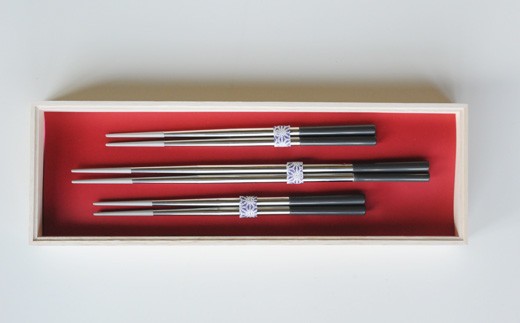 ステンレス製 プラ付き箸(23cm x 2, 30cm x 1) 3膳セット FC016130