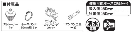 エンジンポンプ SEH-50V 口径50ミリ ハイデルスポンプ 4サイクル ホンダエンジン 高圧型 [0847]