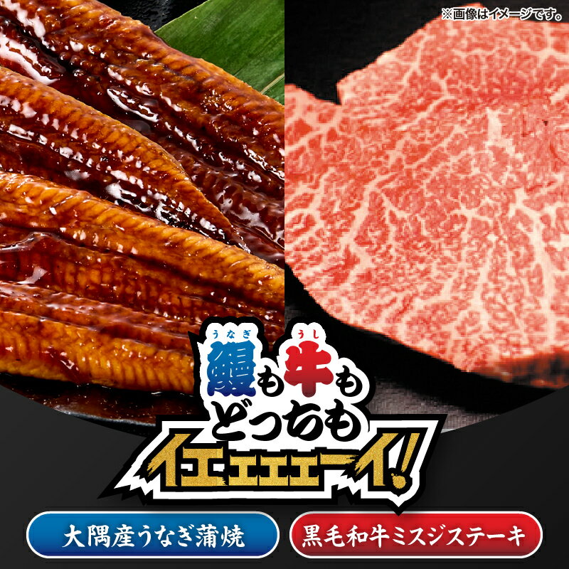 【ふるさと納税】【鰻も牛もどっちもイエェェェーイ！3】 [鹿児島県大隅産うなぎ蒲焼 2尾 （1尾；約125g〜150g）、鹿児島県産黒毛和牛ミスジステーキ 300g（100g×3枚）] うなぎ 鰻 ウナギ 蒲焼 黒毛和牛【株式会社nixy 中山亭 鹿屋店】