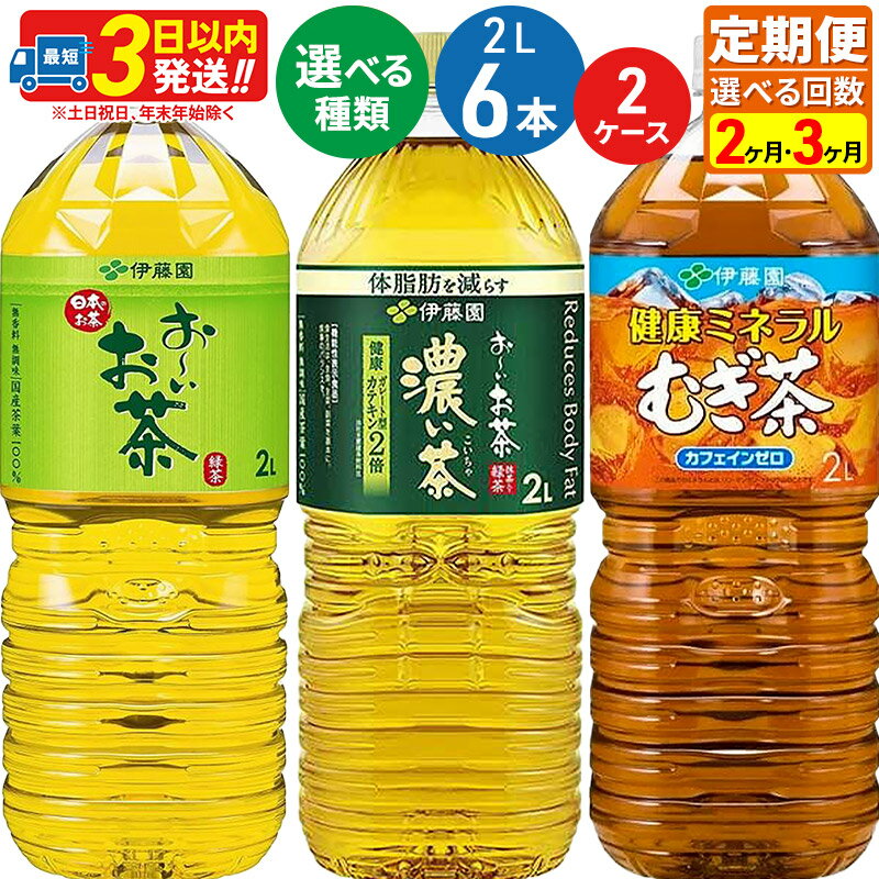 【ふるさと納税】《定期便2〜3ヶ月》【選べる！お〜いお茶 緑茶／お〜いお茶 濃い茶／健康ミネラルむぎ茶】 ＜2L×6本＞ 【2ケース】伊藤園
