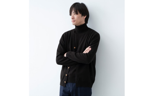 Vネックカーディガン 度詰 (コゲチャ )男性用サイズ:L(44 )≪白田のカシミヤ/SHIRATA KNITWORKS≫