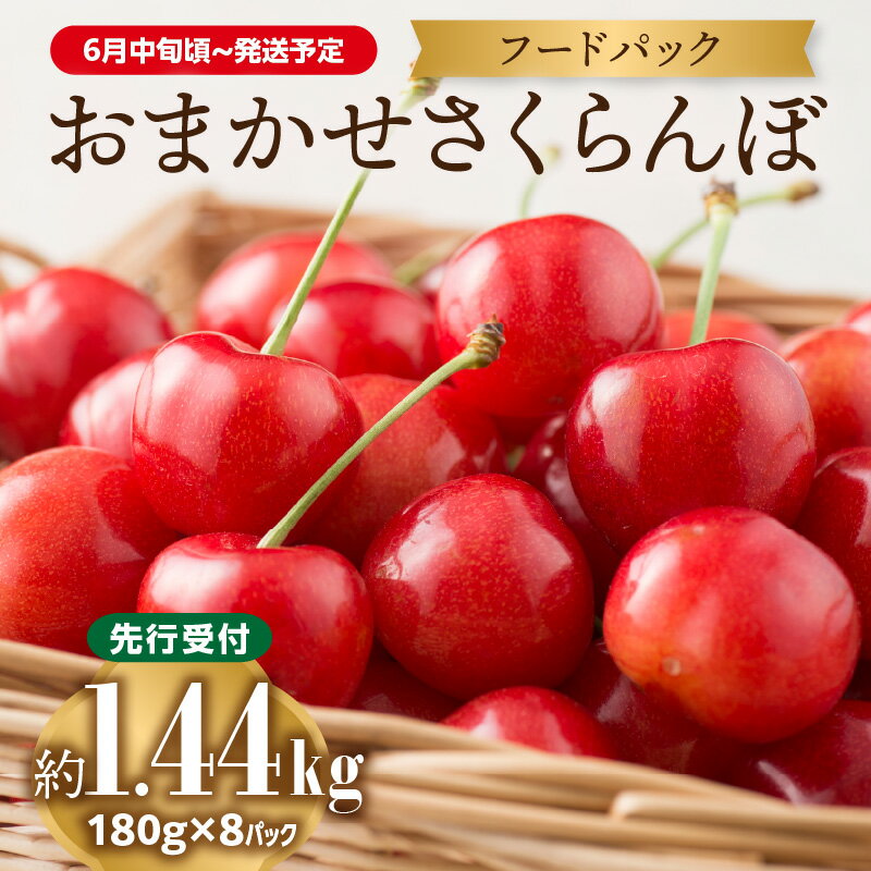 【ふるさと納税】 《先行受付》おまかせさくらんぼ フードパック 約1.44kg (180g×8)【2026年6月中旬頃～発送予定】【山形県産さくらんぼ】