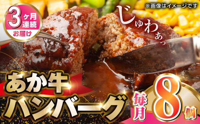 【全3回定期便】肥後の赤牛ハンバーグ150g×8個【山都町（阿蘇牧場）】 [YDF061]