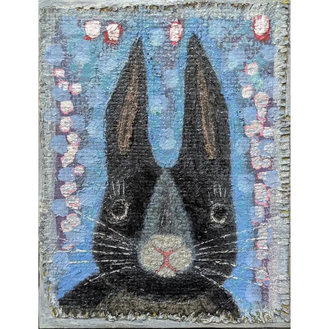 【 限定 1点 】 うさぎ・クロちゃん 絵画 アート インテリア 一点物