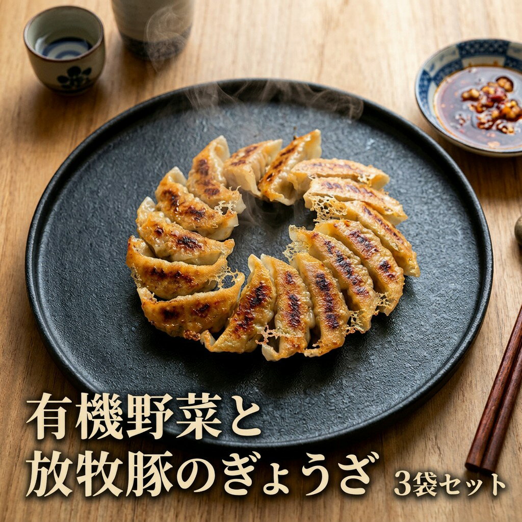 【ふるさと納税】ぎょうざ 北海道 安平町 〈有機野菜と放牧豚のぎょうざ 320g(16個入)×3袋セット〉餃子 ギョウザ 有機野菜 惣菜 おかず 冷凍 大容量