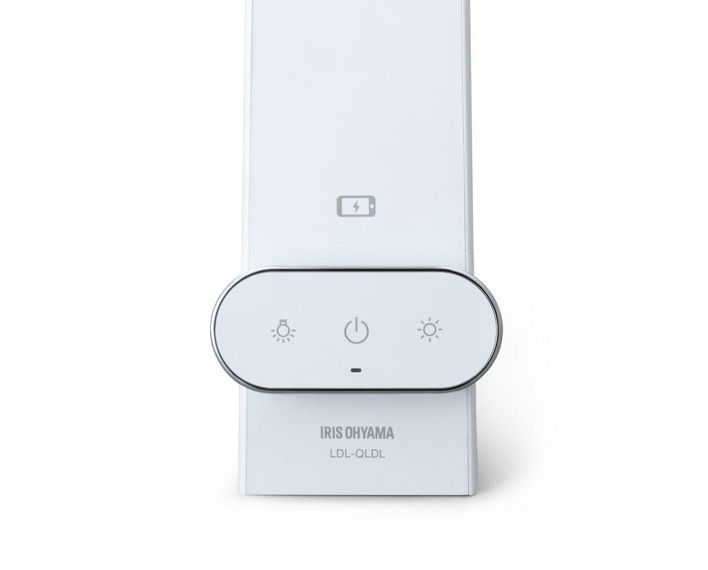 LEDデスクライトQi充電シリーズ 縦置きタイプ 調光・調色　LDL-QLDL-W　ホワイト 　 一人暮らし ひとり暮らし