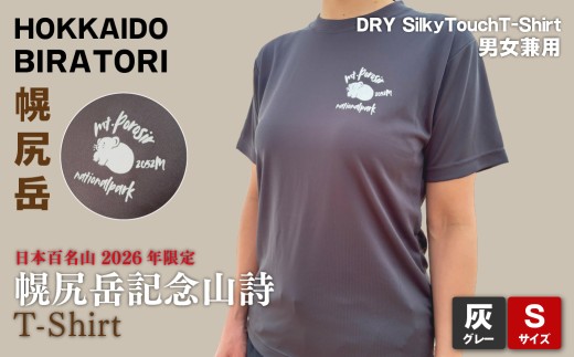【日本百名山】【2026年限定】幌尻岳記念山詩Tシャツ（グレー Sサイズ）【 ふるさと納税 人気 おすすめ ランキング Tシャツ 限定 幌尻岳 山 記念Tシャツ 記念 日本百名山 お土産 ギフト 北海道 平取町 送料無料 】BRTJ040