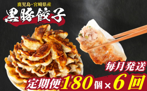 訳あり 黒豚餃子 6回 毎月 定期便 180個 12個×15パック 冷凍 小分け たれ付き 大容量 ぎょうざ ギョウザ ギョーザ