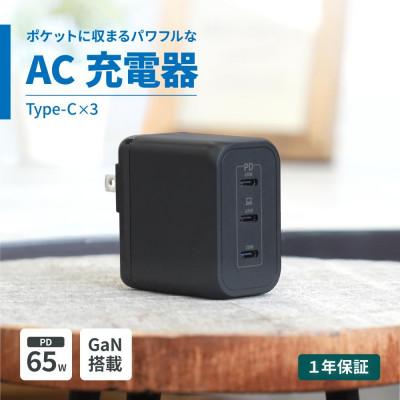 ふるさと納税 海老名市 (オウルテック)最大PD65W出力 GaN採用 USB Type-C×3 AC充電器