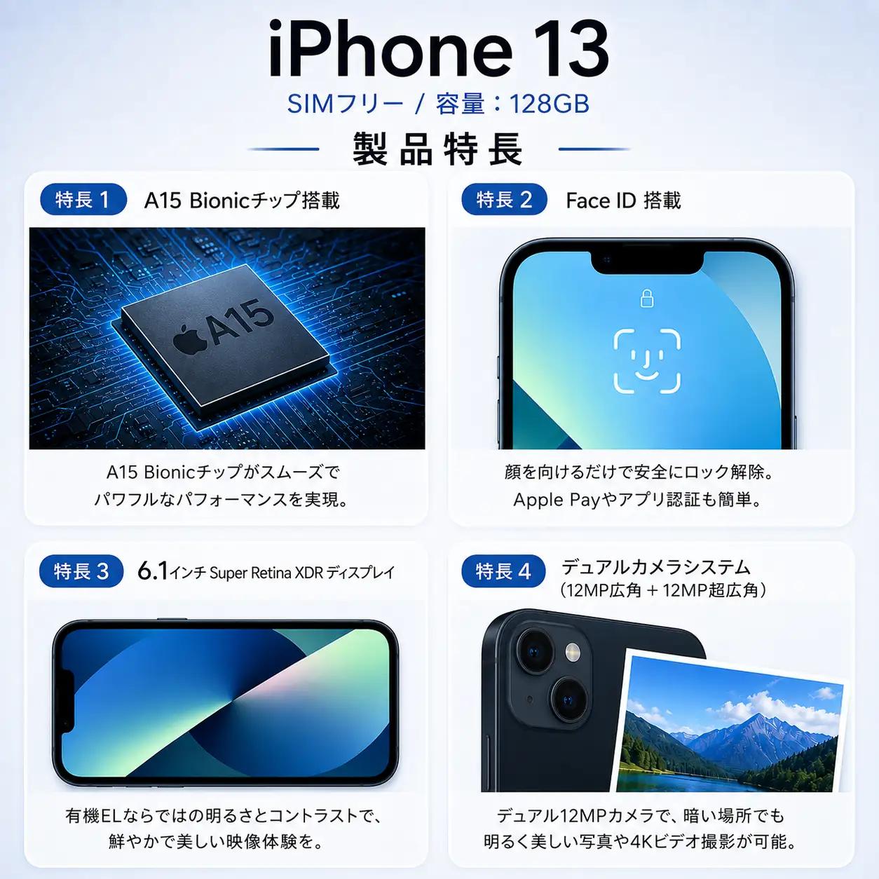 【Apple iPhone 13】 128GB / SIMフリー/ Starlight / 220-03ts