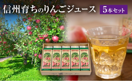 成増農園 信州育ちのりんごストレートジュース　1,000ml×5本 |  ジュース りんご アップルジュース 林檎 アップル 果汁 100% 人気 おすすめ ストレートジュース  飲料 ドリンク 飲み物 ギフト 送料無料 長野県 長野市 信州 信濃 ふるさと納税