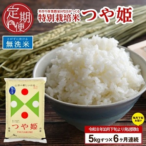 SI0067　【令和8年産 新米予約】≪6回定期便≫ ［無洗米］特別栽培米 つや姫　5kg×6回(計30kg)10月下旬発送開始「農家直送」 KA