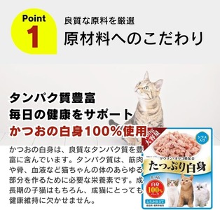 【隔月6回 定期便】たっぷり白身 猫用パウチ（かつお節入り）160g×48袋 _ 定期便 隔月 全6回 たっぷり白身 猫用 パウチ 160g × 48袋 × 6回 かつお節入り かつおの白身 高タンパ