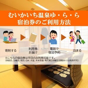 むいかいち温泉ゆ・ら・ら　1泊2食付き(お手頃会席)　ペア宿泊券(平日限定)【1529346】