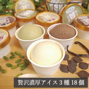 アイス職人の作るこだわり アイスクリーム 3種18個セット 90ml入り ピスタチオ チョコ バニラ【配送不可地域：離島】【1577224】