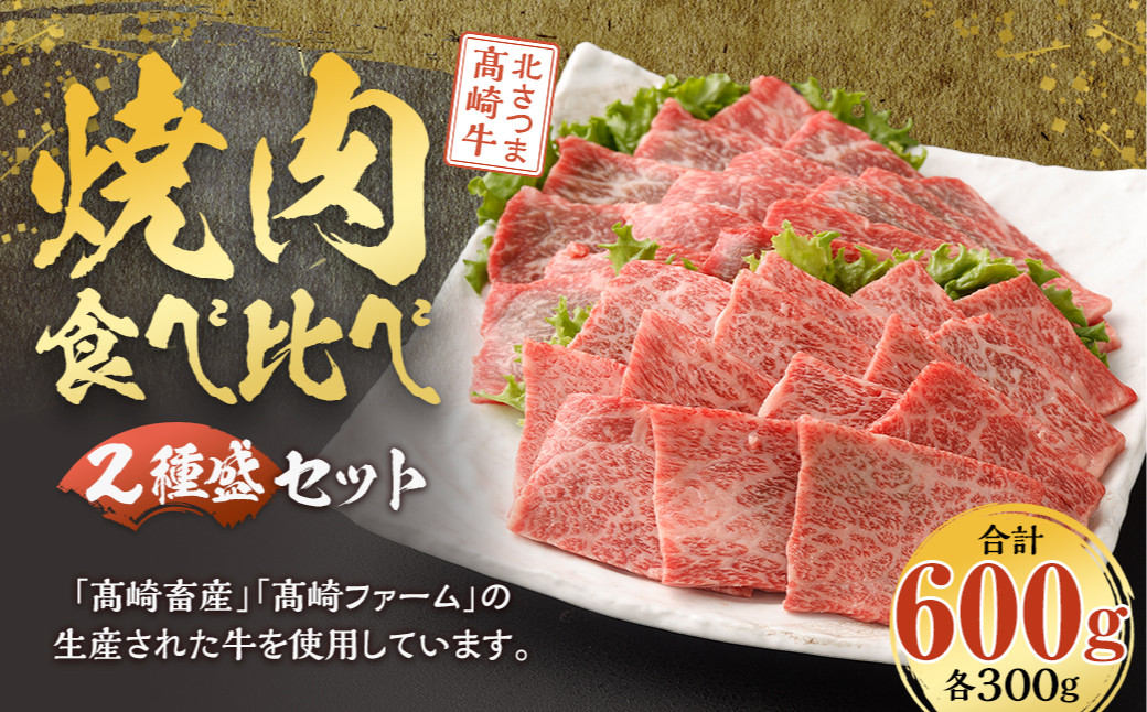 
CS-309 北さつま髙崎牛 焼肉食べ比べセット(2種盛り合計600g) ロース 赤身
