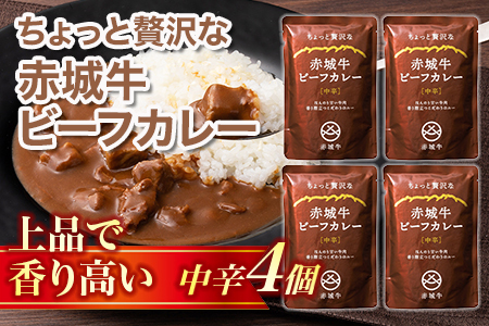 【ちょっと贅沢な】赤城牛ビーフカレー 中辛（4個）  カレー レトルト