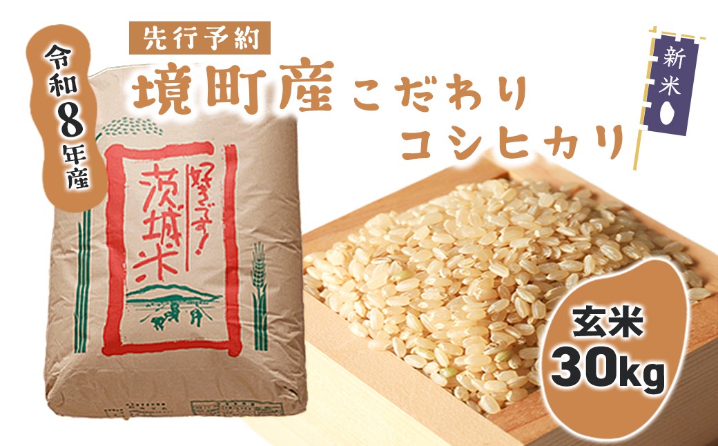 
                  米 玄米 コシヒカリ 30kg 令和8年産 国産 米 茨城県 境町産 大容量 数量限定 こしひかり お米 人気 おすすめ 30キロ S253
                