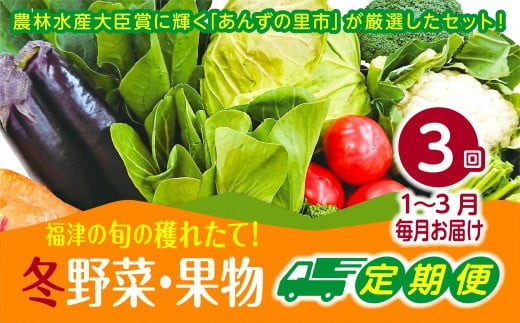 
【3ヶ月定期便】穫れたて!冬野菜・果物定期便（1～3月）★あんずの里[F6281]
