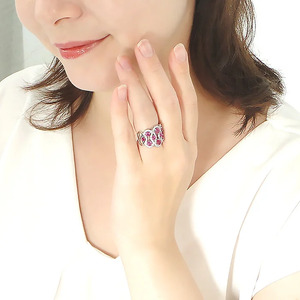 170-9-2 指輪 PT900 プラチナ ルビー ダイヤモンド 計1.0ct ボリューム ドット もこもこ 幅広 リング【f243-pt】 ALPAZ011