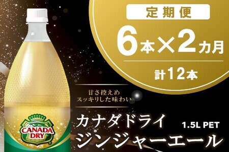 【2か月定期便】カナダドライ ジンジャーエール 1.5LPET (6本×2回)【ジンジャー 炭酸飲料 炭酸 1.5L 1.5リットル ペットボトル ペット シャンディガフ 刺激 気分爽快 イベント】A3-F090340