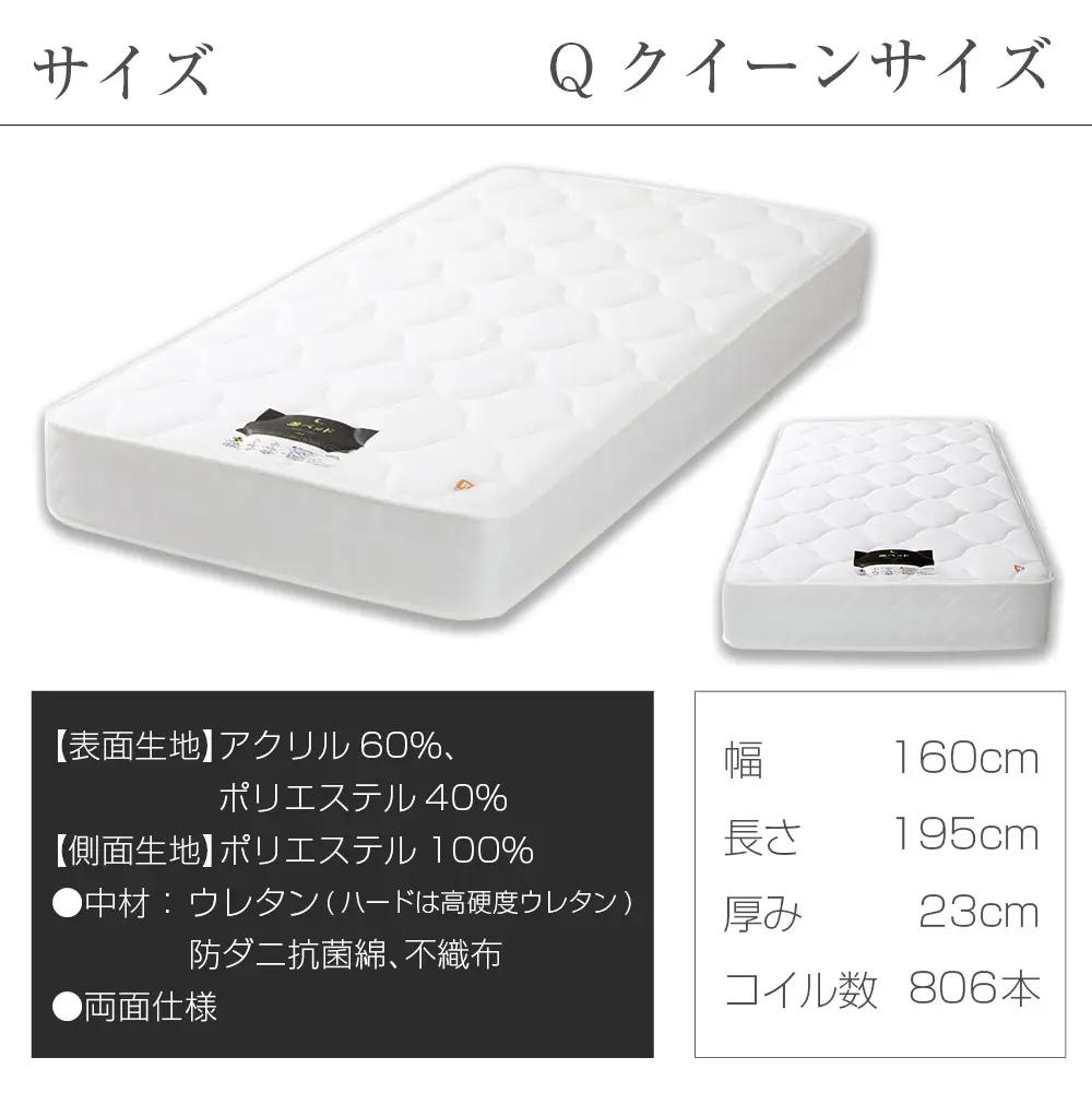 マットレス クイーン 夜香 ハイグレード2 抗ウイルス加工 衛生タイプ ポケットコイル 源ベッド 国産マットレス デオファクター deofactor 圧縮梱包 制菌加工 抗かび加工 両面仕様_CH04
