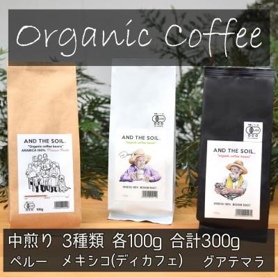 ふるさと納税 福岡市 AND THE SOIL.オーガニックコーヒー豆GUA/MEX/PER 中煎り各100g ME19