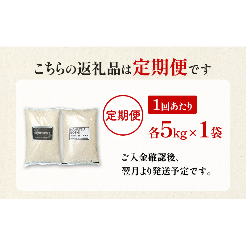 ［令和7年産 先行予約 定期便3ヵ月］米 10kg (ゆめぴりか ななつぼし 各5kg） 北海道米 丸光伊藤興農園 精米 白米 お米 おこめ コメ ご飯 ごはん 食べ比べ ブランド米 おいしい 備蓄 