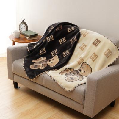 ふるさと納税 泉大津市 【日本一の毛布の町】DAKS Bear アクリルマイヤーひざ掛け(毛羽部分) 　ベージュ |  | 03