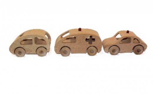 
手作り木のおもちゃ　ミニカー3種セット [№5229-0226]
