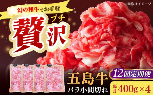 【全12回定期便】【希少で上品なお肉をご家庭で！】五島牛 バラ 小間切れ 4パック（1.6kg）8～10人前 切り落とし【ごとう農業協同組合】 [RAT020]