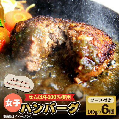 【ふるさと納税】 女子ハンバーグ140g×6個 肉 牛肉 牛 国産牛 国産 ハンバーグ 牛肉ハンバーグ せんば牛ハンバーグ せんば牛 牛肉100％ 牛100％ 女子ハンバーグ 柔らかい お祝い 贈答 プレゼント ギフト 贈り物 農場HACCP HACCP 千葉県 旭市