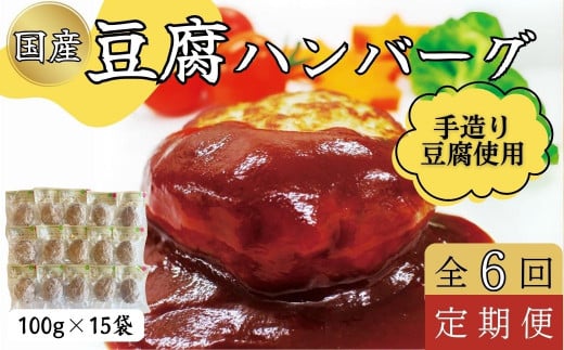 【定期便６回】豆腐ハンバーグセット100g×15個入 豆腐 ハンバーグ ヘルシー 湯煎 レンジ 簡単